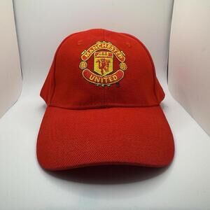 Manchester United Red Cap Soccer Cloth Strap Buckle Baseball Hat Ball OSFM